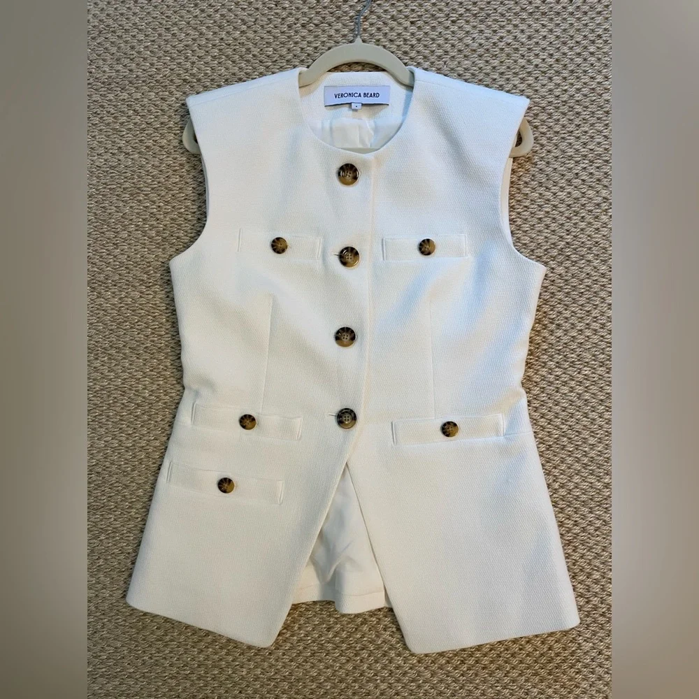 Veronica Beard Tamara Ivory Buttoned Vest 8 - Picture 3 of 8